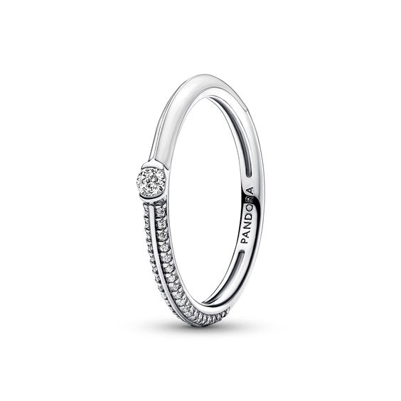 PANDORA JEWELS Mod. PAVE & WHITE DUAL - RING - Size 56
