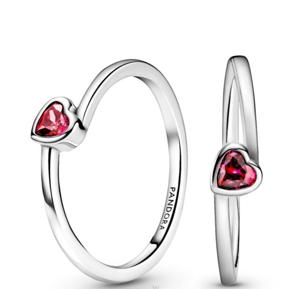 PANDORA JEWELS Mod. CLEAR TILTED HEART SOLITAIRE - RING - Size 56 ***SPECIAL PRICE***
