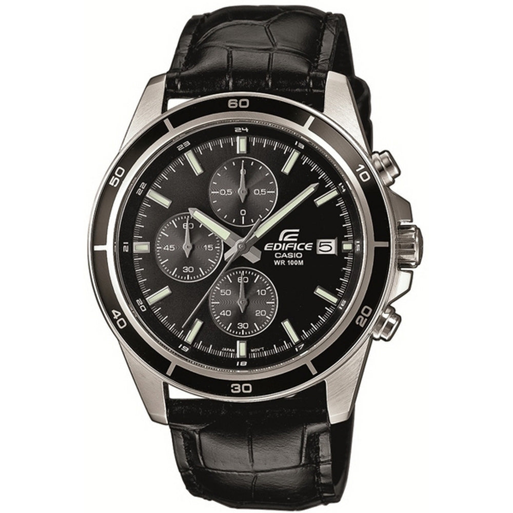 CASIO EDIFICE Mod. CLASSIC CHRONOGRAPH LEATHER - ALL BLACK