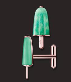 AMBROSINI JEWELS -  GEMELLI ARGENTO 925° ghiacciolo finitura rosé pietra verde