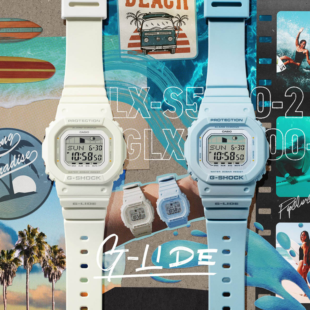 CASIO G-SHOCK Mod. G-LIDE Mid-Blue - SURF TIDE GRAPHS