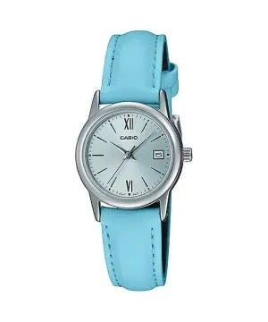 CASIO COLLECTION Mod. LADY DATE SILVER. LEATHER - LIGHT BLUE