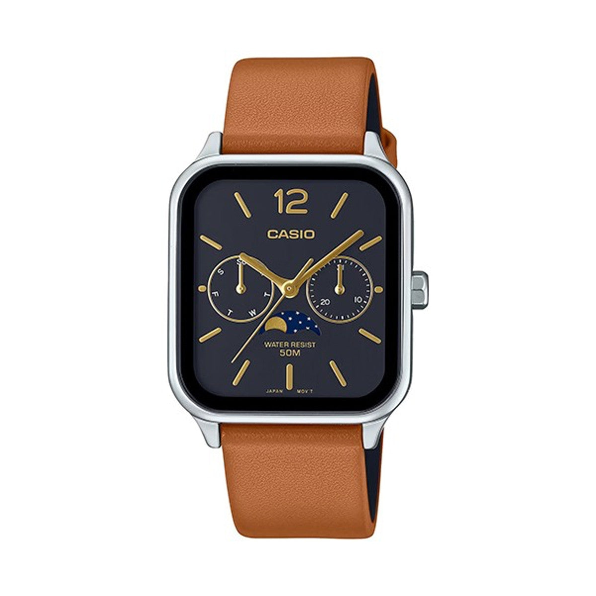 CASIO COLLECTION Mod. MOONPHASES LEATHER - BLACK