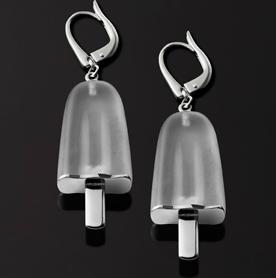 AMBROSINI JEWELS -  ORECCHINI ARGENTO 925°  ghiacciolo finitura bianca pietra ghiaccio medi (21x14 mm)