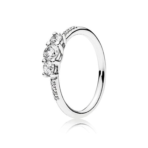 PANDORA JEWELS Mod. SILVER - RING WITH CLEAR CUBIC ZIRCONIA - Size 58 ***SPECIAL PRICE***