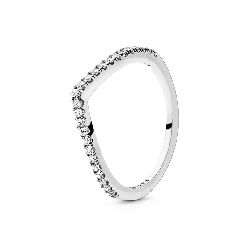 PANDORA JEWELS Mod. WISHBONE SILVER - RING WITH CLEAR CUBIC ZIRCONIA - Size 48