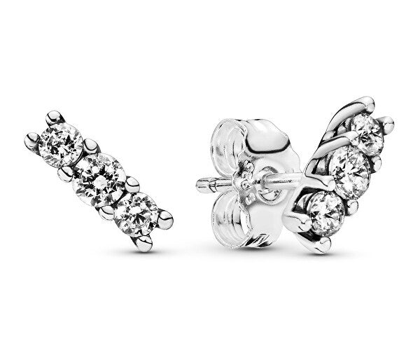 PANDORA JEWELS Mod. SILVER STUD EARRINGS WITH CLEAR CUBIC ZIRCONIA