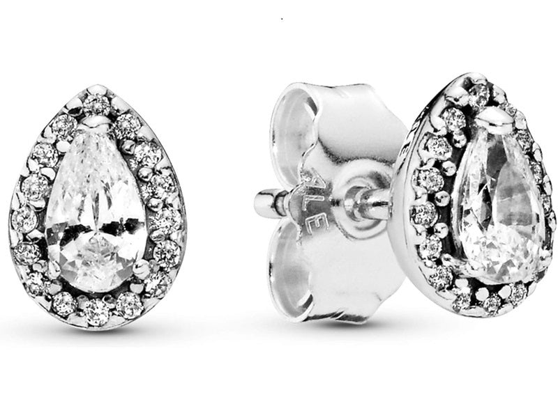 PANDORA JEWELS Mod. SILVER STUD EARRINGS WITH CLEAR CUBIC ZIRCONIA ***SPECIAL PRICE***