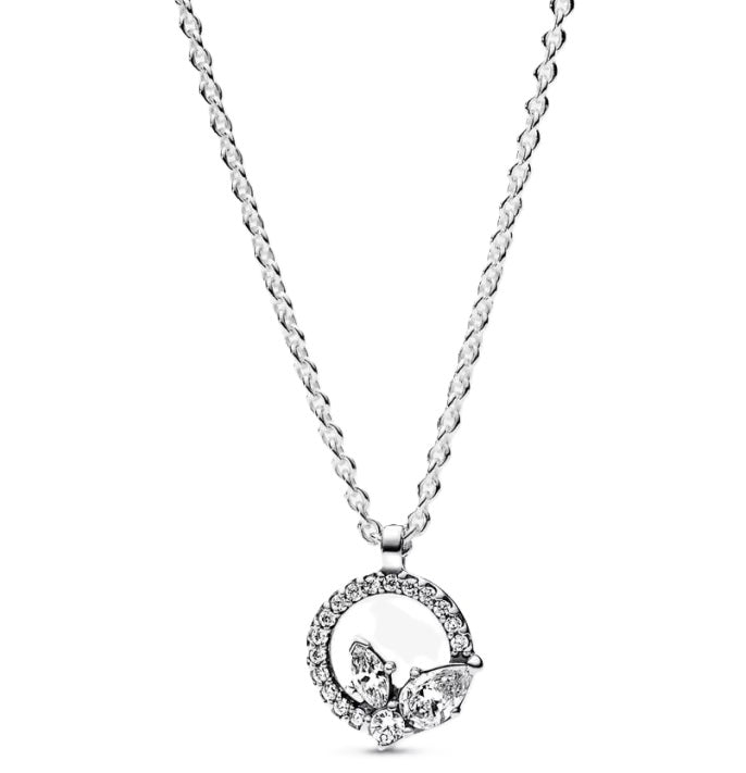 PANDORA JEWELS Mod. SPARKLING HERBARIUM CIRCLE & CLUSTER PENDANT NECKLACE ***SPECIAL PRICE***