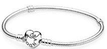 PANDORA MOMENTS COLLECTION Mod. HEART CLASP SNAKE CHAIN BRACELET - Size 18