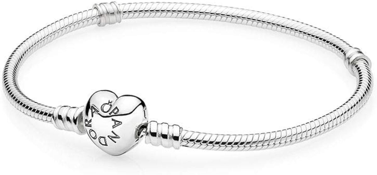 PANDORA MOMENTS COLLECTION Mod. HEART CLASP SNAKE CHAIN BRACELET - Size 18