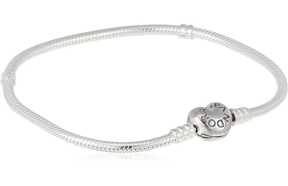 PANDORA JEWELS Mod. HEART CLASP SNAKE CHAIN BRACELET - Size 23 ***SPECIAL PRICE****