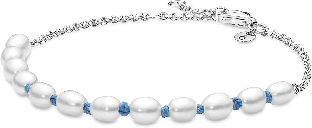 PANDORA JEWELS Mod. TREATED FRESHWATER CULTURED PEARL BLUE CORD - Size 16 ***SPECIAL PRICE***