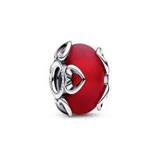 PANDORA CHARMS Mod. FROSTED RED MURANO GLASS & HEART