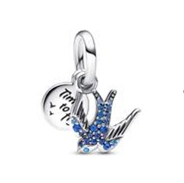 PANDORA CHARMS Mod. SPARKLING SWALLOW & QUOTE