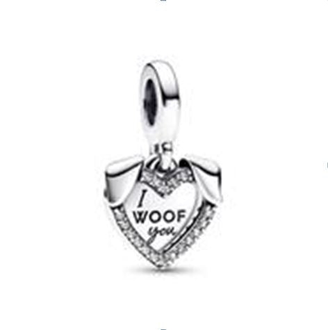 PANDORA CHARMS Mod. HEART & DOG I WOOF YOU