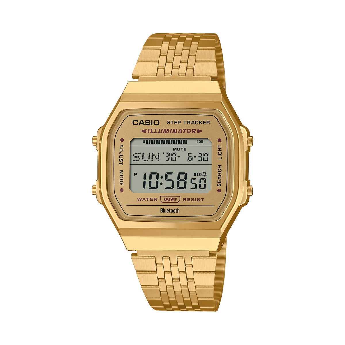 CASIO VINTAGE Mod. BLUETOOTH®  SMARTPHONE LINK - GOLD - built-in accelerometer senses body movements + steps counter