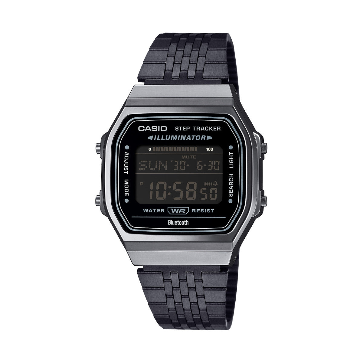 CASIO VINTAGE Mod. BLUETOOTH®  SMARTPHONE LINK - BLACK - built-in accelerometer senses body movements + steps counter