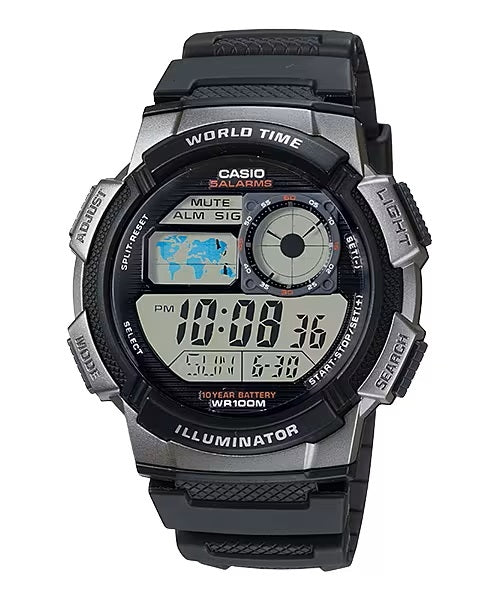 CASIO Mod. WORLD TIME ILLUMINATOR - 5 ALARMS, 10 YEARS BATTERY