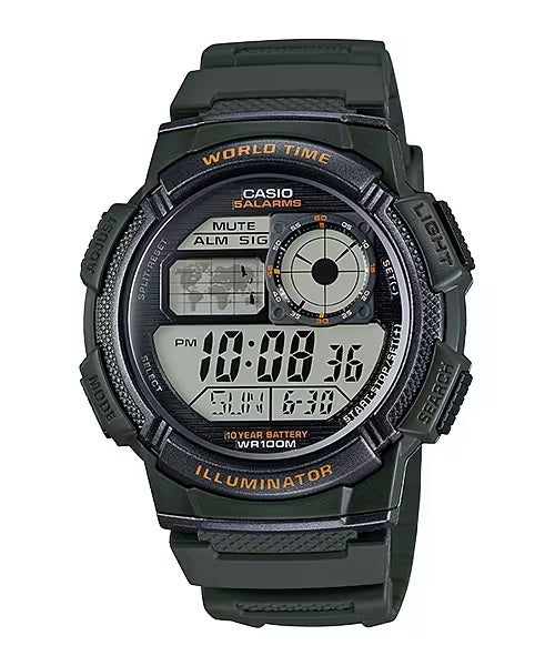 CASIO Mod. WORLD TIME ILLUMINATOR - 5 Alarms, 10 Year battery