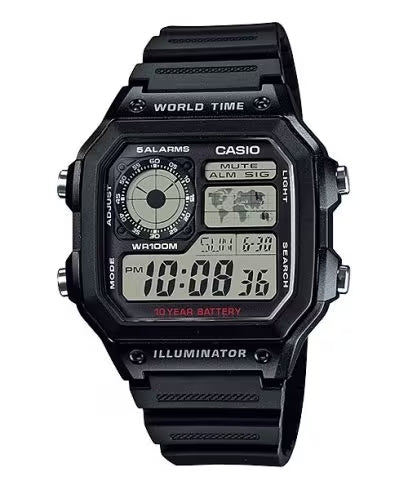 CASIO SPORT Mod. WORLD TIME ILLUMINATOR 5 ALARMS - FUTURE CLASSIC COLLECTION - BLACK