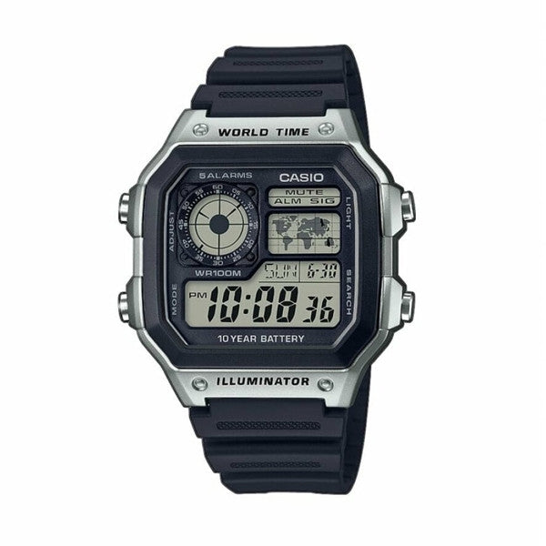 CASIO SPORT Mod. CASIO SPORT Mod. WORLD TIME ILLUMINATOR 5 ALARMS - FUTURE CLASSIC COLLECTION - BLACK SILVER