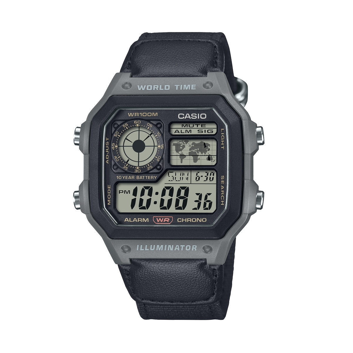 CASIO SPORT Mod. WORLD TIME ILLUMINATOR 5 ALARMS - FUTURE CLASSIC COLLECTION - KHAKI BLACK