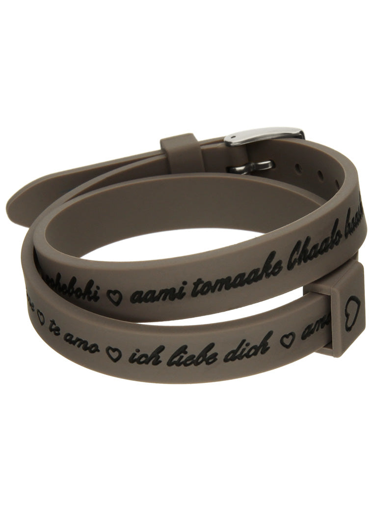 Il MEZZOMETRO Mod. I LOVE YOU SILVER BUCKLE EDITION - GREY - Bracciale in silicone/silicone bracelet