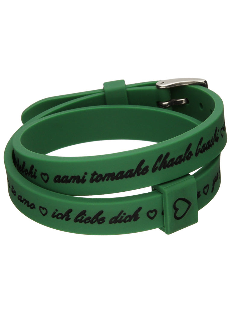 Il MEZZOMETRO Mod. I LOVE YOU SILVER BUCKLE EDITION - GREEN - Bracciale in silicone/silicone bracelet