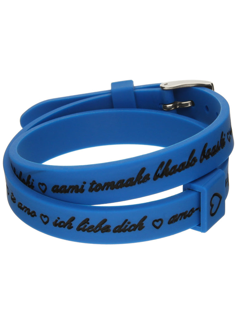 Il MEZZOMETRO Mod. I LOVE YOU SILVER BUCKLE EDITION - BLUE - Bracciale in silicone/silicone bracelet