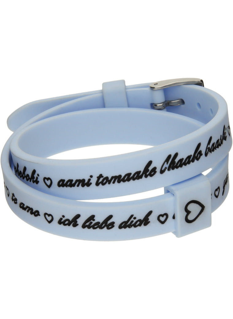 Il MEZZOMETRO Mod. I LOVE YOU SILVER BUCKLE EDITION - LIGHT BLUE - Bracciale in silicone/silicone bracelet