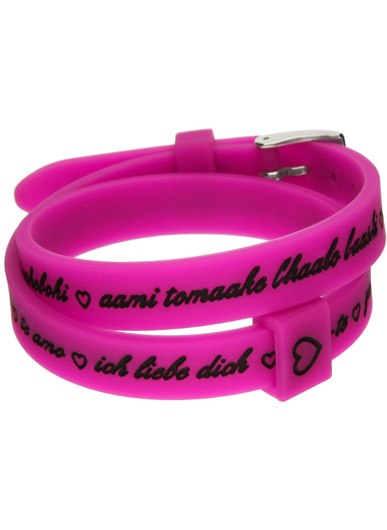 Il MEZZOMETRO Mod. I LOVE YOU SILVER BUCKLE EDITION - FUCHSIA - Bracciale in silicone/silicone bracelet