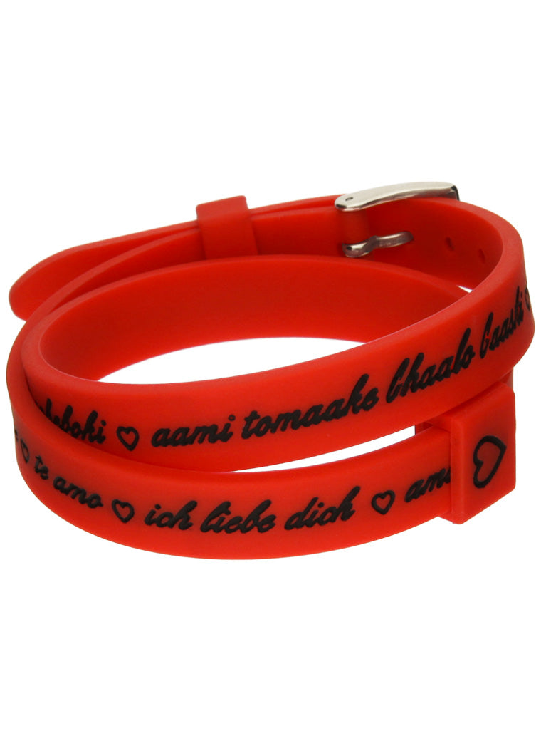 Il MEZZOMETRO Mod. I LOVE YOU SILVER BUCKLE EDITION - RED - Bracciale in silicone/silicone bracelet