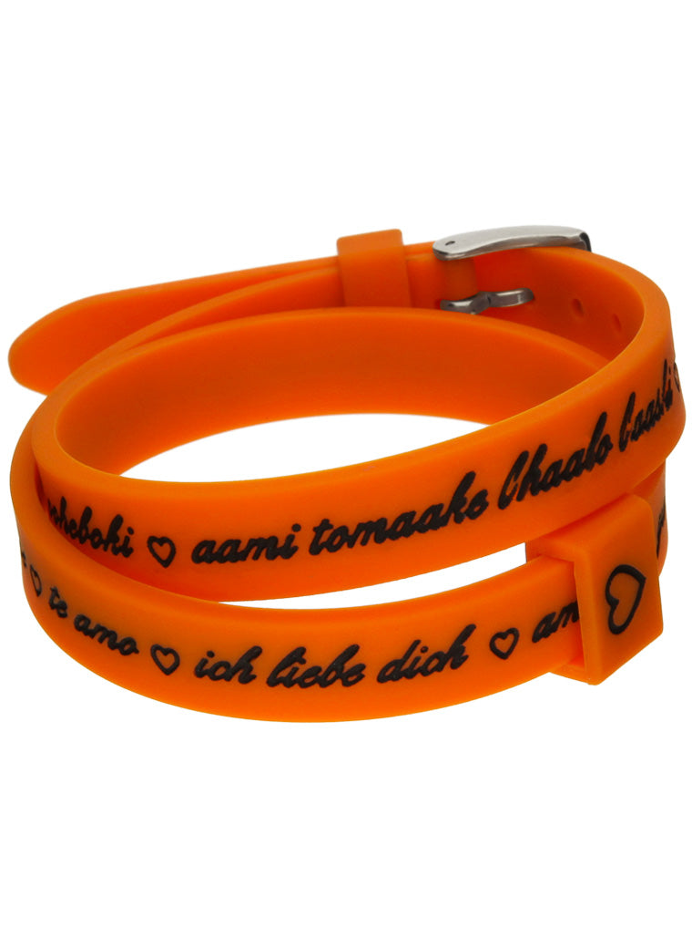 Il MEZZOMETRO Mod. I LOVE YOU SILVER BUCKLE EDITION - ORANGE - Bracciale in silicone/silicone bracelet