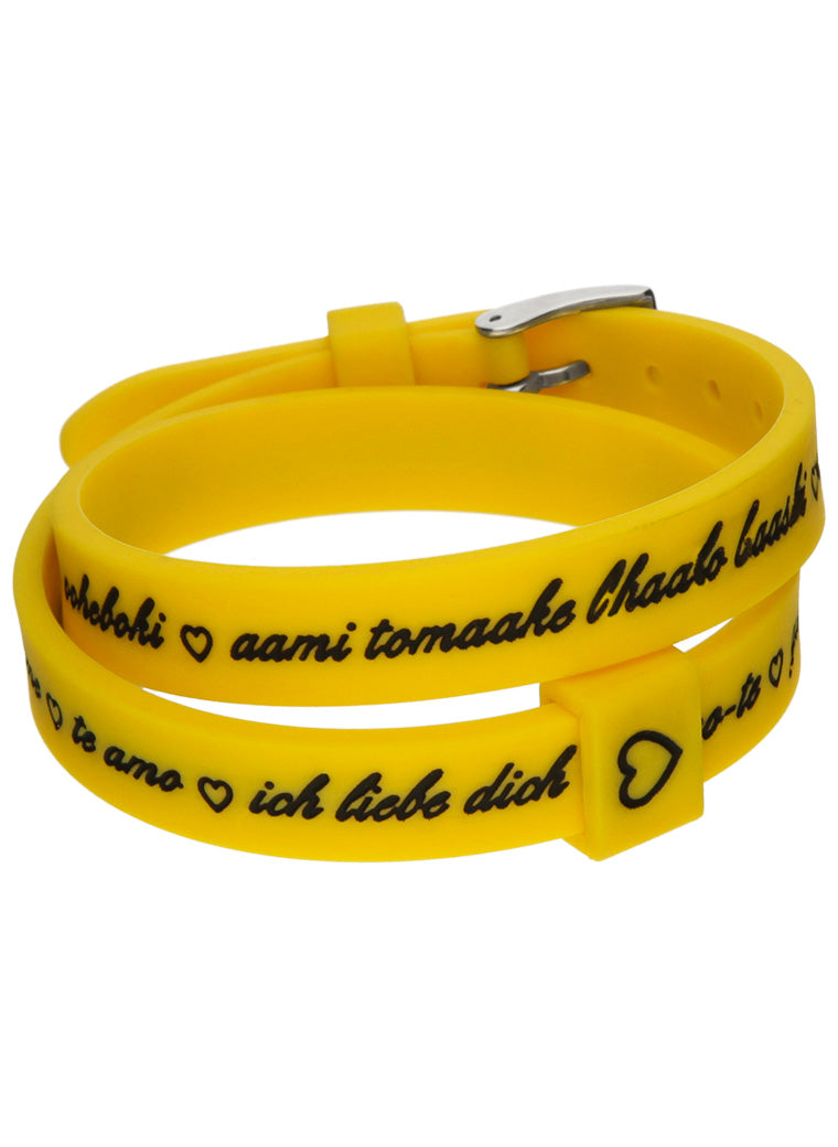 Il MEZZOMETRO Mod. I LOVE YOU SILVER BUCKLE EDITION - YELLOW - Bracciale in silicone/silicone bracelet