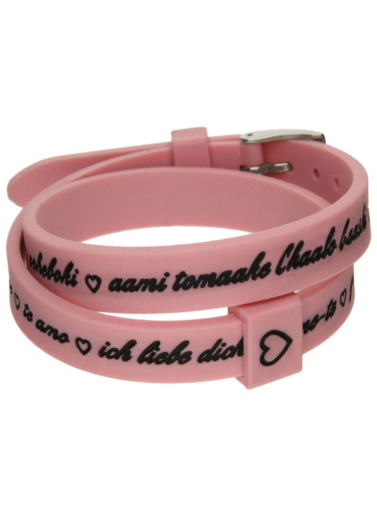 Il MEZZOMETRO Mod. I LOVE YOU SILVER BUCKLE EDITION - PINK - Bracciale in silicone/silicone bracelet