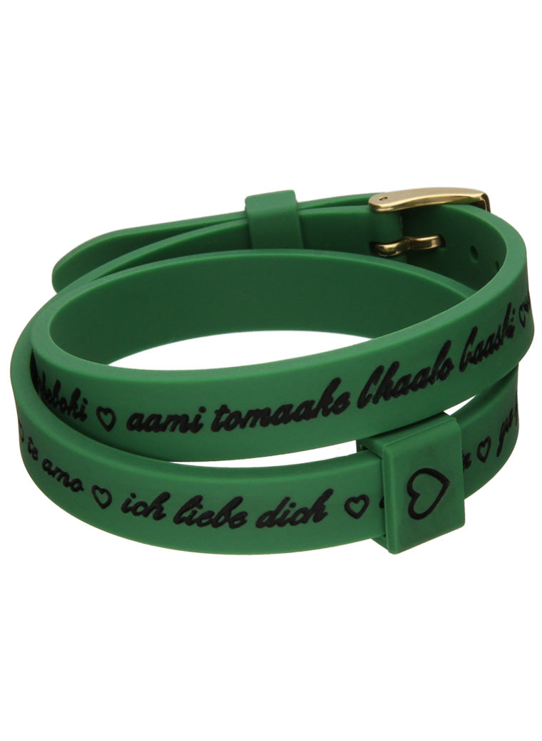 Il MEZZOMETRO Mod. I LOVE YOU GOLD BUCKLE EDITION - GREEN - Bracciale in silicone/silicone bracelet