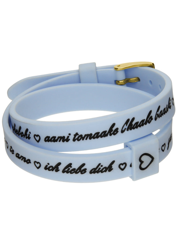 Il MEZZOMETRO Mod. I LOVE YOU GOLD BUCKLE EDITION - LIGHT BLUE - Bracciale in silicone/silicone bracelet