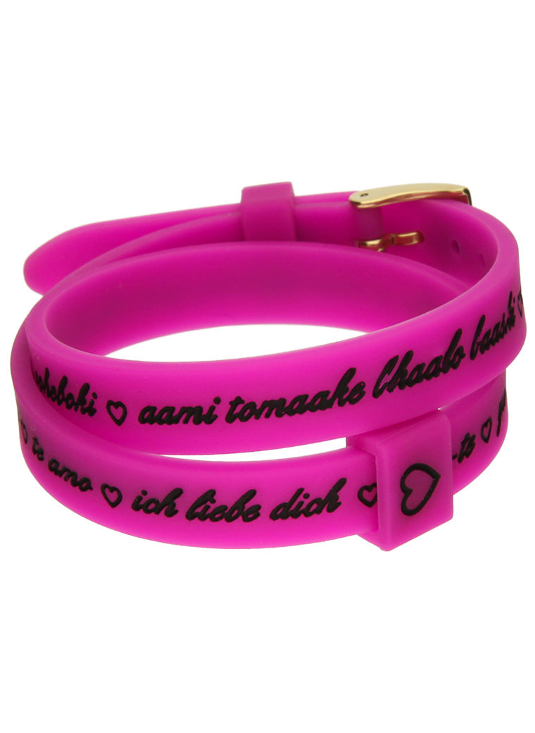 Il MEZZOMETRO Mod. I LOVE YOU GOLD BUCKLE EDITION - FUCHSIA - Bracciale in silicone/silicone bracelet