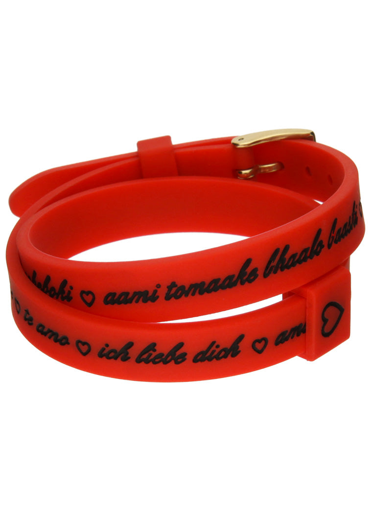 Il MEZZOMETRO Mod. I LOVE YOU GOLD BUCKLE EDITION - RED - Bracciale in silicone/silicone bracelet