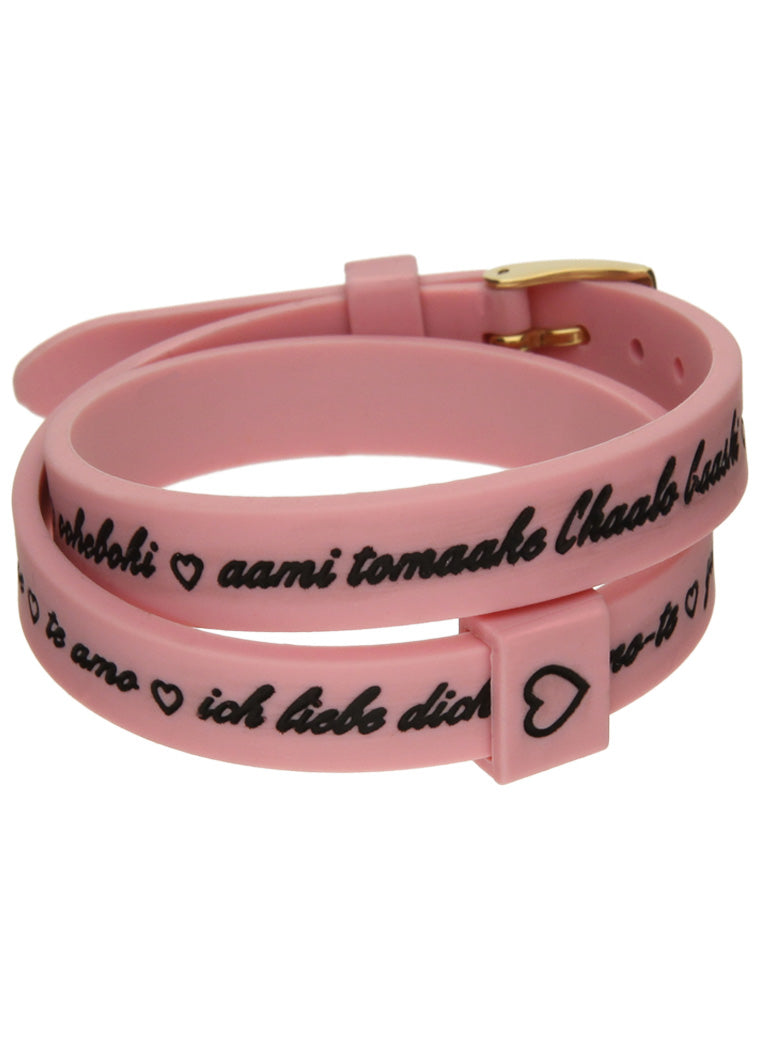 Il MEZZOMETRO Mod. I LOVE YOU GOLD BUCKLE EDITION - PINK - Bracciale in silicone/silicone bracelet