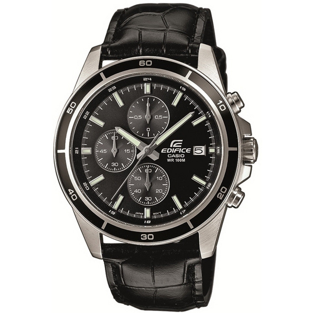 CASIO EDIFICE Mod. CLASSIC CHRONOGRAPH LEATHER- ALL BLACK