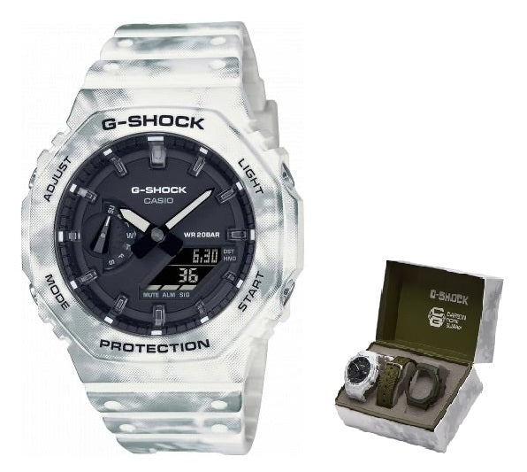 CASIO G-SHOCK Mod. OAK - ALPINE CAMO SERIE Special Edt. SNOW CAMOUFLAGE + Extra Case & Strap ***Special Price***