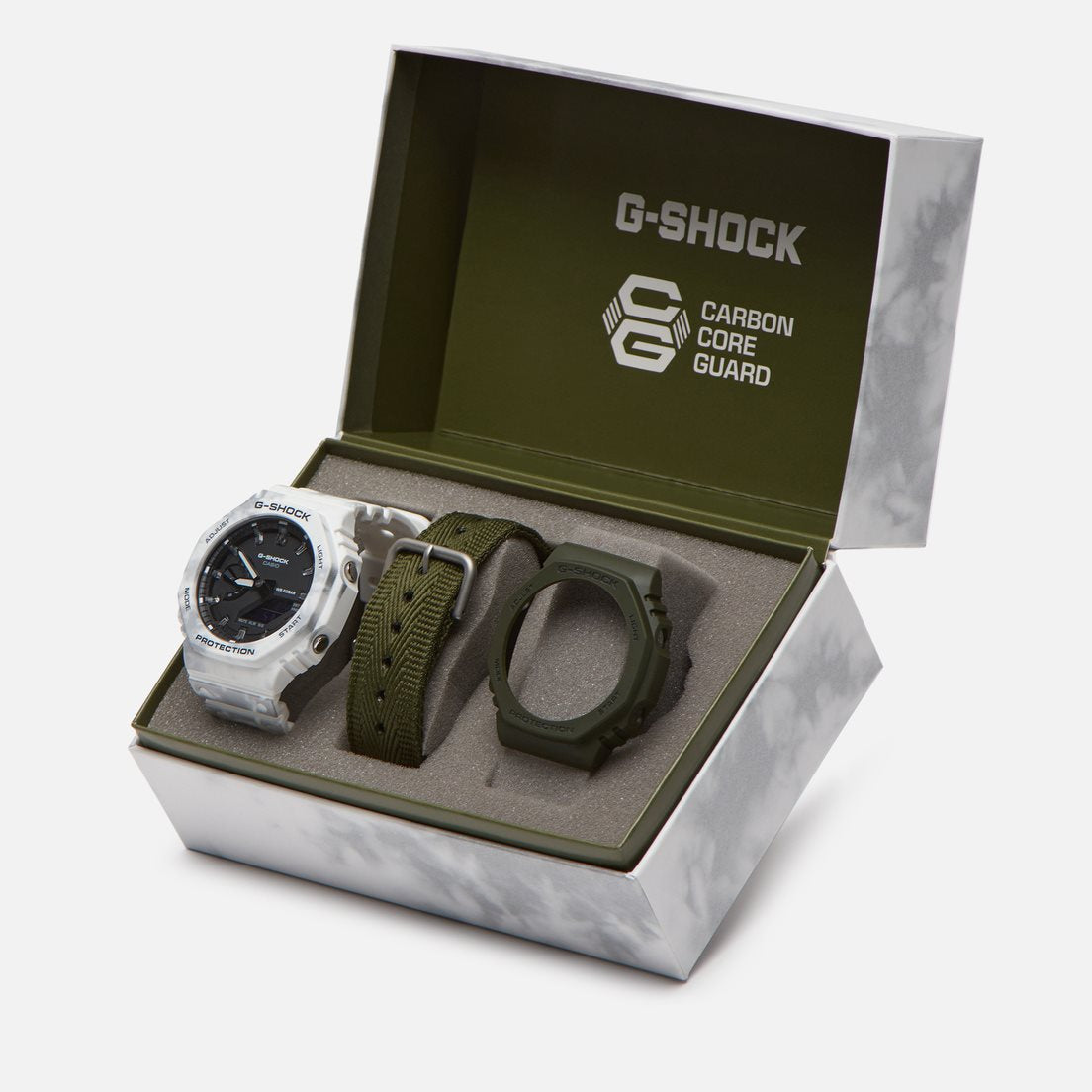 CASIO G-SHOCK Mod. OAK - ALPINE CAMO SERIE Special Edt. SNOW CAMOUFLAGE + Extra Case & Strap ***Special Price***