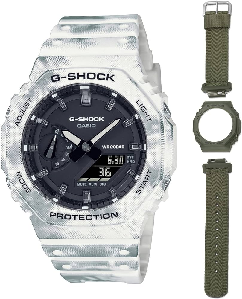 CASIO G-SHOCK Mod. OAK - ALPINE CAMO SERIE Special Edt. SNOW CAMOUFLAGE + Extra Case & Strap ***Special Price***