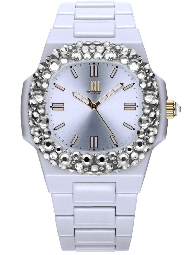 LIGHT TIME Mod. VELVET NAUTILUS - White Clear Strass