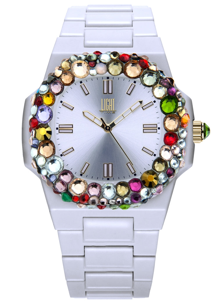 LIGHT TIME Mod. VELVET NAUTILUS - White Rainbow Strass