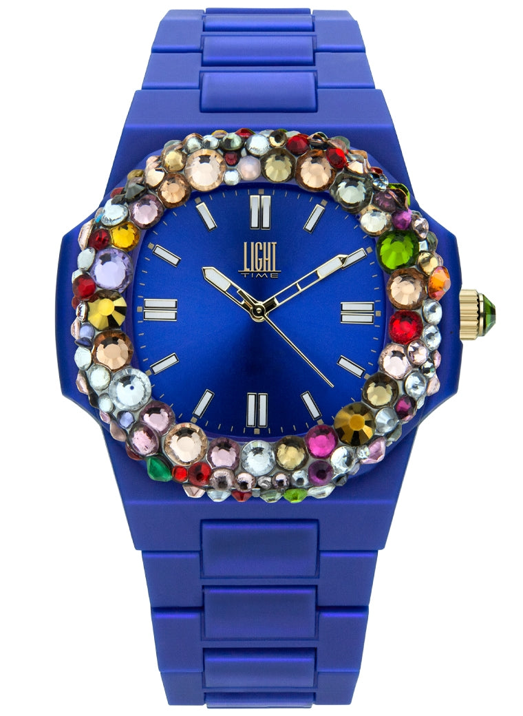 LIGHT TIME Mod. VELVET NAUTILUS - Blue Rainbow Strass