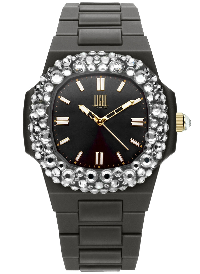 LIGHT TIME Mod. VELVET NAUTILUS - Black Clear Strass