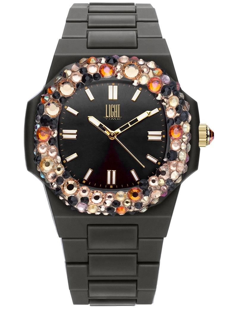 LIGHT TIME Mod. VELVET NAUTILUS - Black Rainbow Strass